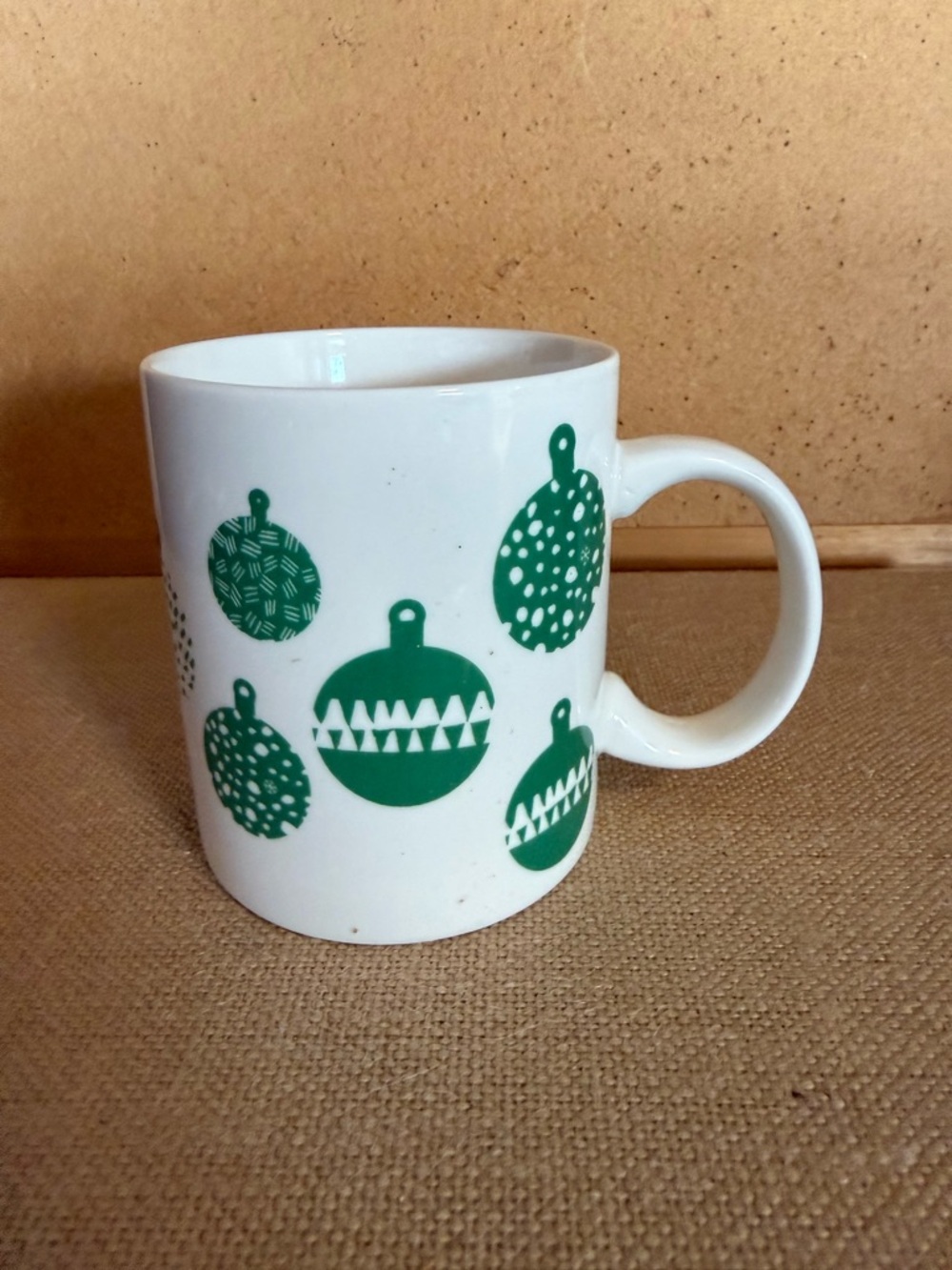 Starbucks White Mug with Green Ornament Pattern